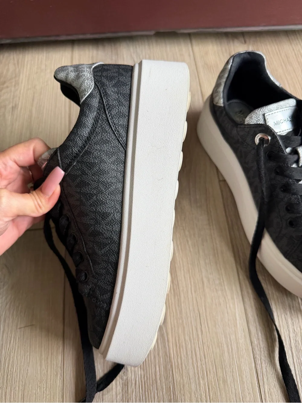 Michael Kors Gray Platform Logo-Print Sneakers